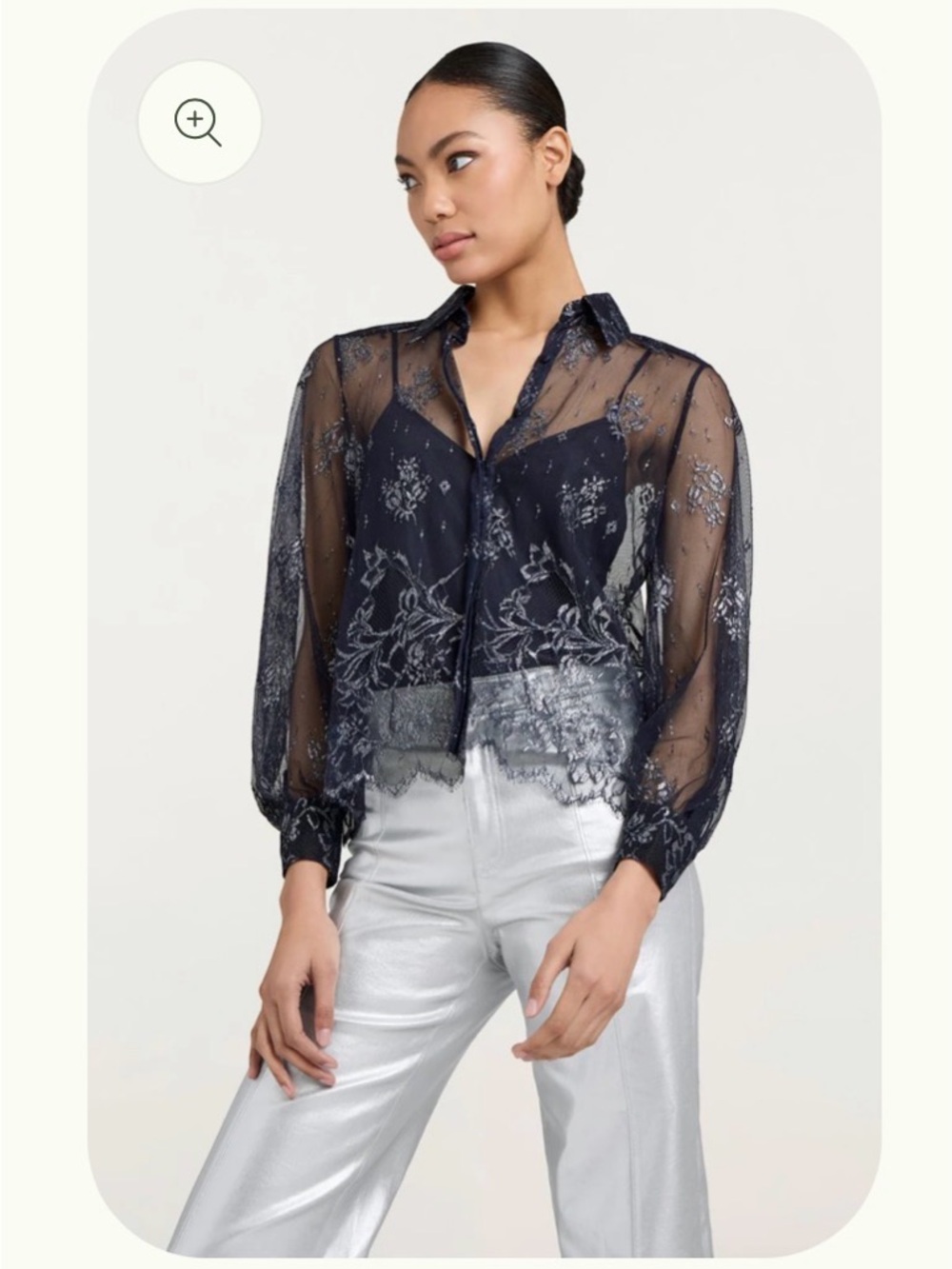 cinq à sept Short Lace Kandice Top in Navy NWT Size XS